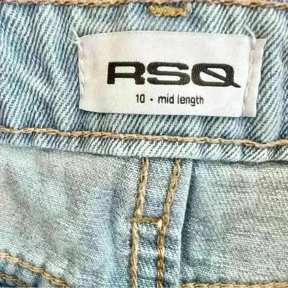 RSQ Girls Mid Length Medium Wash Distressed Denim Shorts Size 10 - Picture 12 of 14